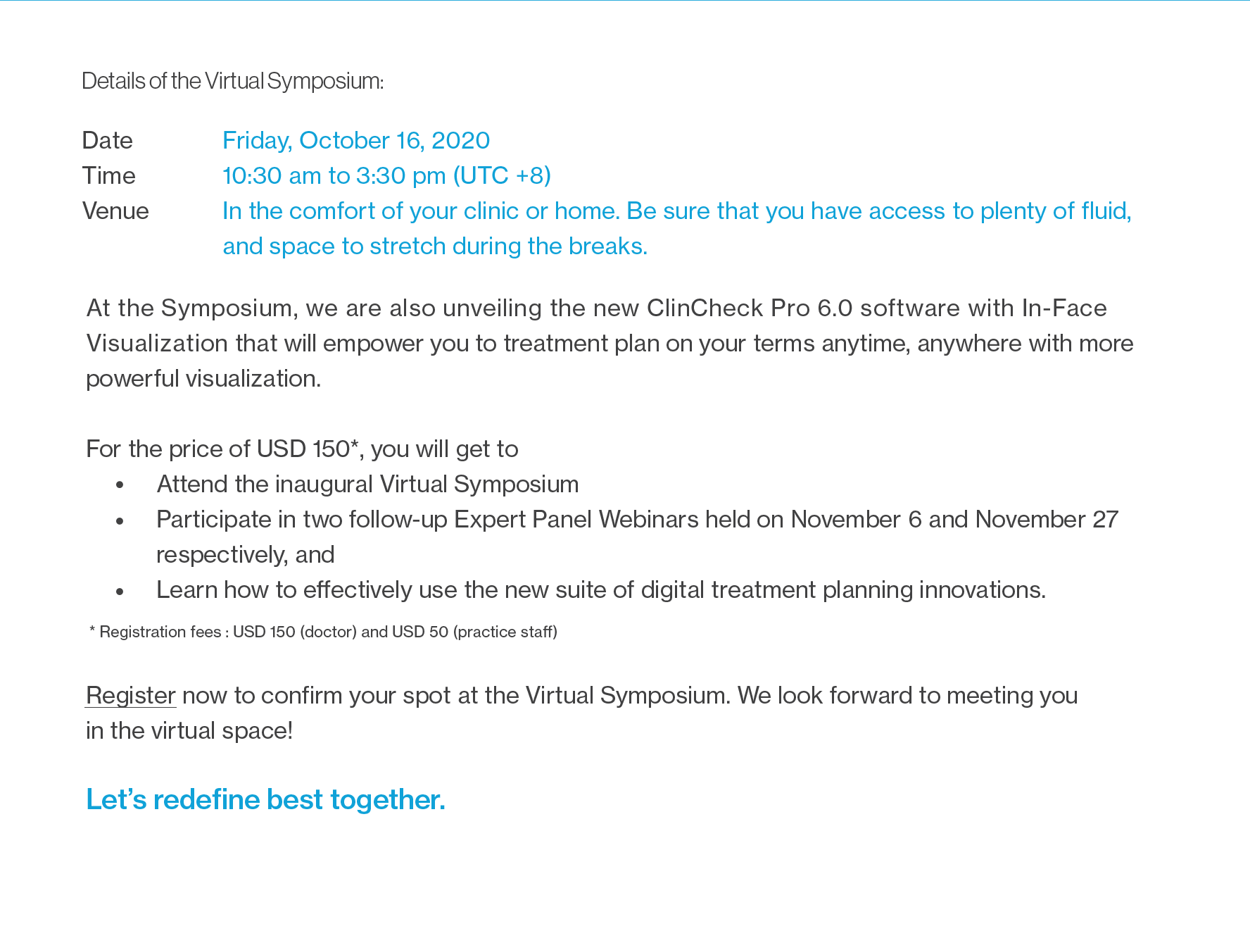 Date Friday, October 16, 2020, Time 10:30 am to 3:30 pm (UTC +8), Price USD 150